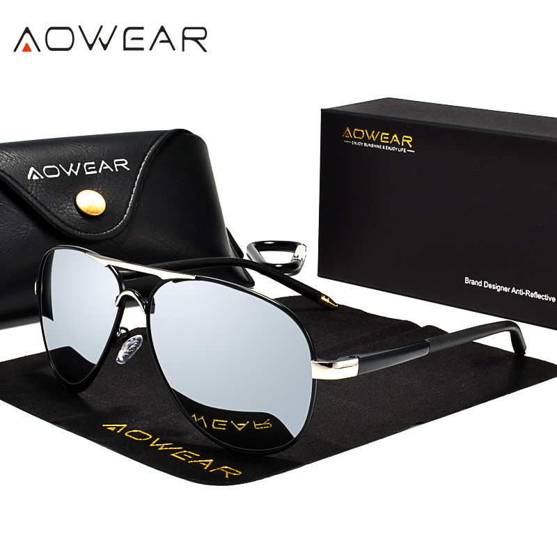 Sunglasses Aviator Polarized - AOWEAR hommes Aviation lunettes de soleil