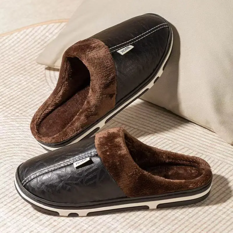 Flip Flop Leather Men - Chaussons d'hiver grande taille pour hommes,