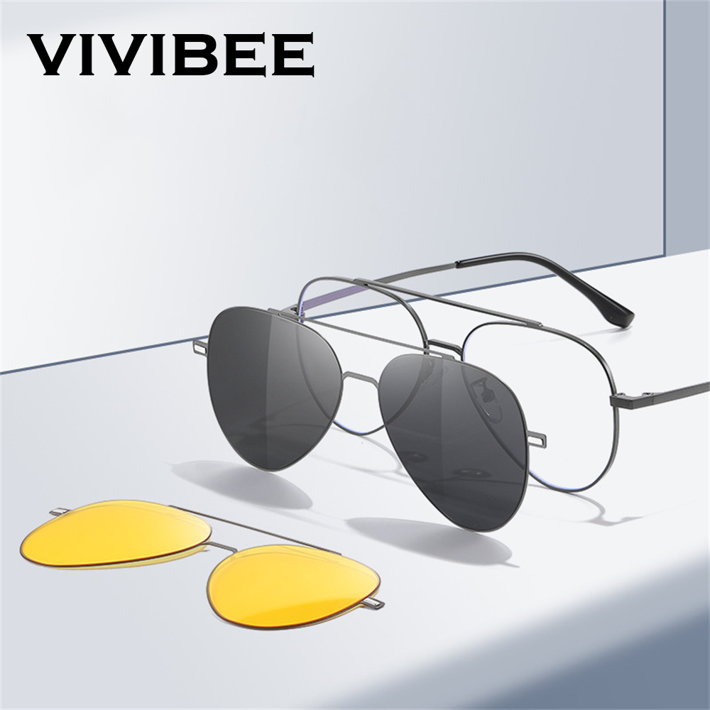 Sunglasses Aviator Polarized - VIVIBEE Aviation magnétique polarisé pince sur