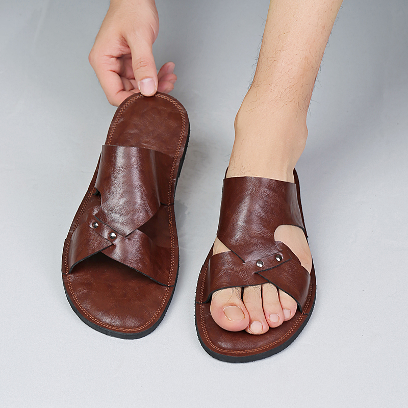 Flip Flop Leather Men - Chaussons en cuir faits à la